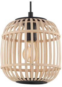 Eglo H&auml;ngeleuchte "BORDESLEY Pendellampe, E27, Stahl und Holz, Wohnzimmerlampe, Lampe", schwarz (schwarz, natur), 1, &Oslash; 21cm, Leuchten, Schlafzimmer, Esstischlampe, H110 x &Oslash;21cm, schwarz, natur, 1X28W exkl., H&auml;ngeleuchte