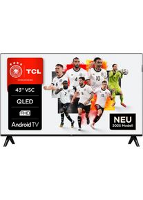 TCL QLED-Fernseher "43V5CX1", Energieeffizienz: F, schwarz, 43 &Prime;, Fernseher, Android TV, Dolby Audio, HDR, Slim, Bluetooth, Google Cast, QLED-Fernseher