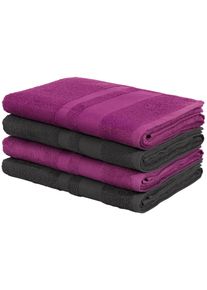 Duscht&uuml;cher OTTO HOME "Vanessa, 4 Duscht&uuml;cher, 70x140cm, in Standard- und Premium-Qualit&auml;t", beere anthrazit, B:70cm L:140cm, Walkfrottee, Obermaterial: 100% Baumwolle, Handt&uuml;cher, Duscht&uuml;cher, Handt&uuml;cher mit Bord&uuml;re, 100% Baumwolle, einfarbig, weich