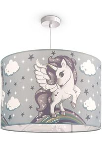 Paco Home Pendelleuchte "Cosmo 213", wei&szlig;, 1, &Oslash; 45,5cm H: 27cm, Leuchten, Kinderlampe Deckenlampe LED Kinderzimmer Lampe Mit Einhorn, E27, Pendelleuchte