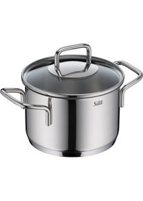 Kochtopf Silit "Extra Cook, mit Glasdeckel", grau (edelstahl), B:18,6cm H:13,3cm L:24,1cm, T&ouml;pfe, Kochtopf, Silitherm Universalboden, induktionsgeeignet, sp&uuml;lmaschinengeeignet