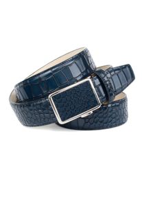 Lederg&uuml;rtel Anthoni Crown, Damen, Gr. 85, blau, Leder, G&uuml;rtel Lederg&uuml;rtel, mit Krokomuster, Schlie&szlig;e silberfarben