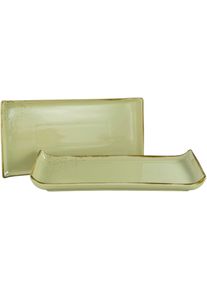 Servierplatte Creatable "Nature Collection", grau (hellgrau), B:16,5cm L:33cm, Steinzeug, Servierplatten, Servierplatte, Servier Set, 33x16,5 cm