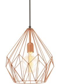 Eglo Pendelleuchte "CARLTON H&auml;ngeleuchte, Kupfer, Stahl, exkl. Leuchtmittel, Retro", braun (kupferfarben), 1, Leuchten, Vintage Pendellampe, 1 flammig, Drahtgeflecht, Industrial, 110x31cm, Pendelleuchte