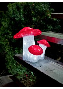 Weihnachtsfigur Konstsmide "Weihnachtsdeko aussen", bunt, B:29cm H:25,5cm T:26cm, Dekofiguren, Weihnachtsfigur, LED Acryl Fliegenpilz, 3er-Set, 48 kalt wei&szlig;e Dioden