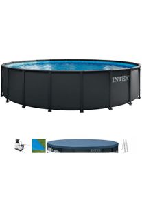 Framepool Intex "&raquo;Ultra XTR Frame&laquo;", grau, blau, H:122cm &Oslash;:610cm, Schwimmbecken, Framepool, &Oslash;xH: 610x122 cm