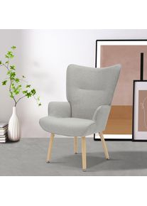 Relaxsessel Inosign "KEADY, Hochlehnsessel, TV-Sessel", grau, B:68cm H:100cm T:73cm, Metallgestell, Holzrahmen, Komfortschaum, Bezug, Holzf&uuml;&szlig;e, Sessel, Relaxsessel, Relaxsessel, Ohrensessel mit stabilem Echtholzgestell