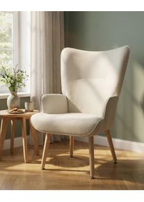 Relaxsessel Inosign "KEADY, Hochlehnsessel, TV-Sessel", beige (creme), B:68cm H:100cm T:73cm, Metallgestell, Holzrahmen, Komfortschaum, Bezug, Holzf&uuml;&szlig;e, Sessel, Relaxsessel, Relaxsessel, Ohrensessel mit stabilem Echtholzgestell