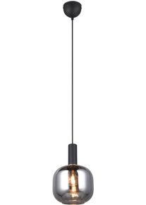 Trio LEUCHTEN Pendelleuchte "DIVA, E27 H&auml;ngelampe 1-flammig mit Glasschirm, exkl 1xE27 max 10W", schwarz (schwarz matt), 1, &Oslash; 20cm H: 150cm, 1 Stk., Leuchten, h&ouml;henverstellbar bis max 150cm, &Oslash; 20cm, H&auml;ngeleuchte Wohnzimmer K&uuml;che, Pendelleuchte