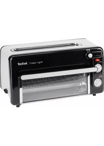 Tefal Minibackofen "TL6008 Toast n&rsquo; Grill", schwarz (schwarz, alu matt, aluminiumfarben), B:40,5cm H:20,5cm T:22cm, Miniback&ouml;fen, sehr energieeffizient und schnell, 1300 Watt, Minibackofen