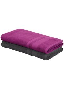 Saunatuch OTTO HOME "Vanessa, 2 Saunat&uuml;cher, 80x200cm, in Standard- und Premium-Qualit&auml;t", lila (beere anthrazit), B:80cm L:200cm, Walkfrottee, Obermaterial: 100% Baumwolle, Handt&uuml;cher, Saunatuch, Handt&uuml;cher mit Bord&uuml;re, 100% Baumwolle, einfarbig, weich, Topseller