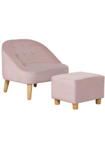 HOMCOM Children's Chair with Ottoman for Kids from 3 to 5 Years Cute Design Velvet Look 51 cm x 51 cm x 50 cm Pink | Aosom Ireland