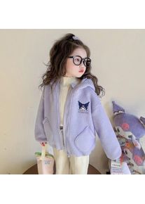 Hot Sanrio Girls Velvet Long-Sleeved Coat Children's Tops Baby Fur Sweater Hooded Top Princess Cartoon Cute Casual Sports Anime