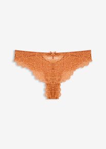 Stringtrosa med v&auml;larbetad spets - orange - storlek 36/38 (S) - bonprix