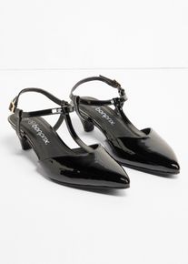 Pumps med remmar och lacklook - svart - storlek 38 - bonprix