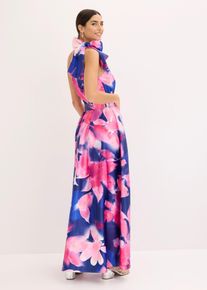 One shoulder-kl&auml;nning i gl&auml;nsande satin - bl&aring; - storlek 38 - bonprix