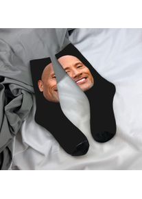 Custom The Rock Face Dwayne Dress Socks Men Women Warm Funny Novelty American Actor Johnson Crew Socks