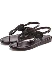 Zehentrenner Lascana "Sommerschuh, offener Schuh", Damen, Gr. 37, schwarz, Obermaterial: 100% Textilmaterial. Decksohle: 100% Lederimitat. Futter: 100% Lederimitat. Laufsohle: 100% Synthetik, metallic, unifarben, Schuhe Zehentrenner, Sandale, Pantolette im Metallic-Look VEGAN
