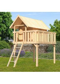 Spielturm Akubi "Fidel", beige (naturbelassen), Spielt&uuml;rme, KinderB:198cm H:329,5cm T:243cm, Holzwerkstoff, Spielturm, BxTxH: 198x243x330 cm, B:198cm H:329,5cm T:243cm