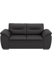 2-Sitzer COTTA "Leandra", grau, B:185cm H:88cm T:90cm, Kunstleder Softlux;NaturLEDER (echtes Rindsleder) Die R&uuml;ckseite bei Naturlederprodukten ist mit Spannstoff bezogen.;Luxus-Microfaser (100% Polyester);NaturLEDER: Bitte beachten Sie, dass Lederbez&uuml;ge mehr N&auml;hte aufweisen als Stoffbez&uuml;ge., Sofas, 2-Sitzer, Polstergarnitur, auch als Set erh&auml;ltlich