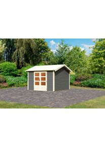 Gartenhaus Karibu "Traufberg 7", grau (terragrau), Holzwerkstoff, Gartenh&auml;user, Gartenhaus, terragrau