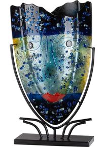 Bodenvase Gilde "Bodenvase oval Magic", bunt (blau), B:30cm H:49cm T:10,5cm, Glas, Vasen, Bodenvase