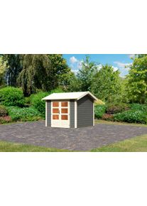 Gartenhaus Karibu "Traufberg 3", grau (terragrau), Holzwerkstoff, Gartenh&auml;user, Gartenhaus, terragrau