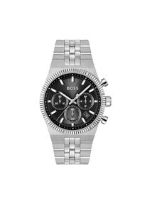 Chronograph BOSS "CANDOR PRIME", silberfarben, schwarz, Armbanduhren, Damen, Chronograph, Quarzuhr, Armbanduhr, Herrenuhr, Edelstahlarmband, analog, Tag