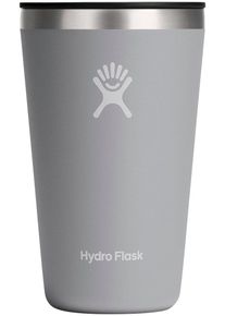 Thermobecher Hydro Flask "16 OZ All Around Tumbler Press-In Lid, 473 ml", grau (gray), H:14,4cm &Oslash;:8,7cm, Edelstahl, Trinkgef&auml;&szlig;e, Thermobecher, Kompatibel mit Trinkhalmdeckel und verschlie&szlig;baren Eindr&uuml;ckdeckel