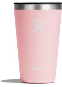 Thermobecher Hydro Flask "16 OZ All Around Tumbler Press-In Lid, 473 ml", rosa (trillium, wei&szlig;), H:14,4cm &Oslash;:8,7cm, Edelstahl, Trinkgef&auml;&szlig;e, Thermobecher, Kompatibel mit Trinkhalmdeckel und verschlie&szlig;baren Eindr&uuml;ckdeckel