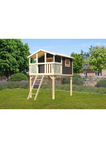 Spielturm Akubi "Benjamin", grau (grau, elfenbeinfarben, natur), Spielt&uuml;rme, KinderB:225cm H:309cm T:250cm, Holzwerkstoff, Spielturm, BxTxH: 225x250x309 cm, B:225cm H:309cm T:250cm