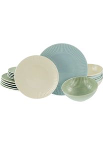 Teller-Set Creatable "Valencia Pastell, Teller Set 18-tlg", bunt, 18 Stk., Porzellan, Geschirr-Sets, Teller-Set, Elegant, Boho Chic