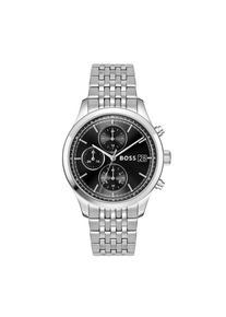 Chronograph BOSS "STRATUS", silberfarben, schwarz, Armbanduhren, Damen, Chronograph, Quarzuhr, Armbanduhr, Herrenuhr, Edelstahlarmband, analog, Tag