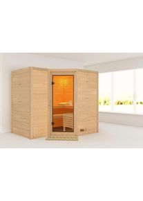 Sauna Karibu "Sanna 2", beige (naturbelassen), ohne Ofen, (ohne Ofen), Saunen, Sauna, ohne Ofen