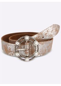 Lederg&uuml;rtel Heine, Damen, Gr. 95, silberfarben, G&uuml;rtel Lederg&uuml;rtel