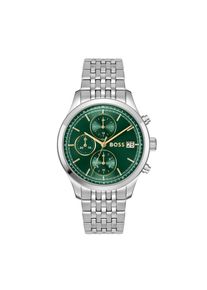 Chronograph BOSS "STRATUS", silberfarben, gr&uuml;n, Armbanduhren, Damen, Chronograph, Quarzuhr, Armbanduhr, Herrenuhr, Edelstahlarmband, analog, Tag
