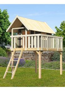 Spielturm Akubi "Fidel", grau (terragrau), Spielt&uuml;rme, KinderB:198cm H:329,5cm T:243cm, Holzwerkstoff, Spielturm, BxTxH: 198x243x330 cm, B:198cm H:329,5cm T:243cm