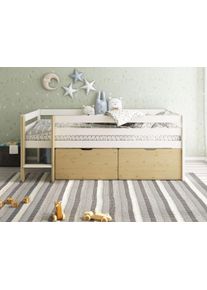 Kinderbett OTTO HOME "Tide", wei&szlig;, eichefarben, wei&szlig;, wei&szlig;, B:105,4cm H:83cm L:206cm, Betten, Kinderbett, inklusive 2 Bettschubkastensten f&uuml;r Spielzeug, Rundumrausfallschutz
