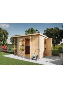 Gartenhaus Karibu "Multifunktionshaus 1 Pultdach", beige (naturbelassen), Holzwerkstoff, Gartenh&auml;user, Gartenhaus, naturbelassen oder terragrau