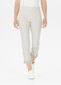 3/4-Hose Stehmann "Waterford-640", Damen, Gr. 44, N-Gr, kalk, Web, Obermaterial: 65% Baumwolle, 31% Polyamid, 4% Elasthan, unifarben, figurbetont 3/4-L&auml;nge, Hosen 3/4-Hose, 3/4-L&ouml;&auml;nge mit R&uuml;schen am Beinabschluss