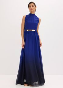 Chiffonkleid mit Kragen und Accessoire, blau, Gr&ouml;&szlig;e 40, bonprix