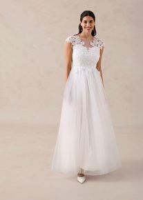 Brautkleid aus zartem T&uuml;ll mit Spitze, wei&szlig;, Gr&ouml;&szlig;e 42, bonprix