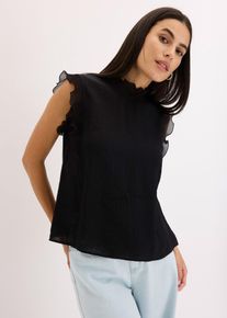 Bluse mit Volants, schwarz, Gr&ouml;&szlig;e 40, bonprix