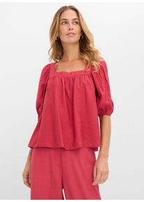 Bluse aus strukturiertem Crinkle, rot, Gr&ouml;&szlig;e 38, bonprix