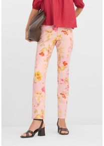 Stretch-Hose mit Bl&uuml;ten Print, rosa, Gr&ouml;&szlig;e 36, mit Baumwolle, bonprix