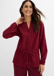 Bluse aus strukturiertem Crinkle, rot, Gr&ouml;&szlig;e 46, 100% Baumwolle, bonprix