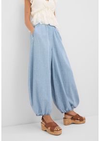 Haremshose aus leichtem Leinen-Mix, blau, Gr&ouml;&szlig;e 36, Leinen, bonprix