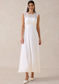 Abend-Maxikleid mit Spitze, wei&szlig;, Gr&ouml;&szlig;e 40, bonprix
