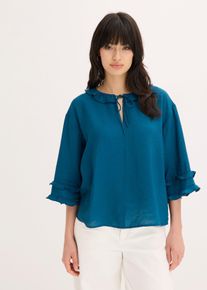 Boheme Bluse aus feinem Viskose-Mix, petrol, Gr&ouml;&szlig;e 34, Viskose, bonprix