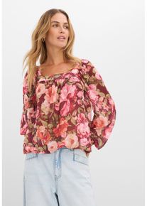 Bluse mit Ballonsaum, rot, Gr&ouml;&szlig;e 40, bonprix